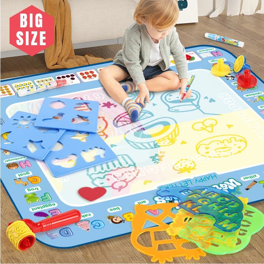 Reusable Magic Water Drawing Mat – 100x80CM Educational Doodle Board with Pens for Kids